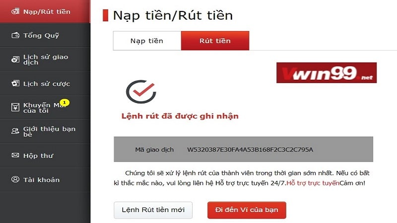 cách vào Vwin để rút tiền